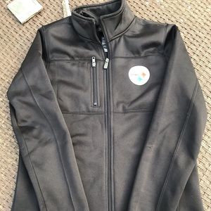 Steelers youth black soft shell full zip jacket L